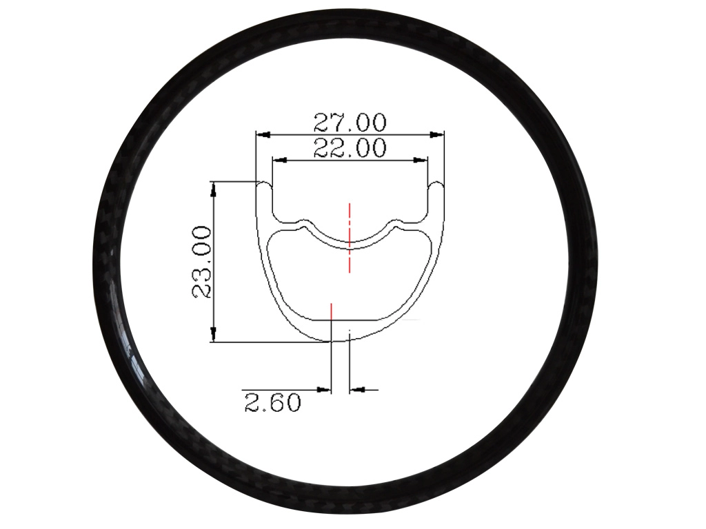 27mm asimetri karbon ringan MTB rims untuk XC