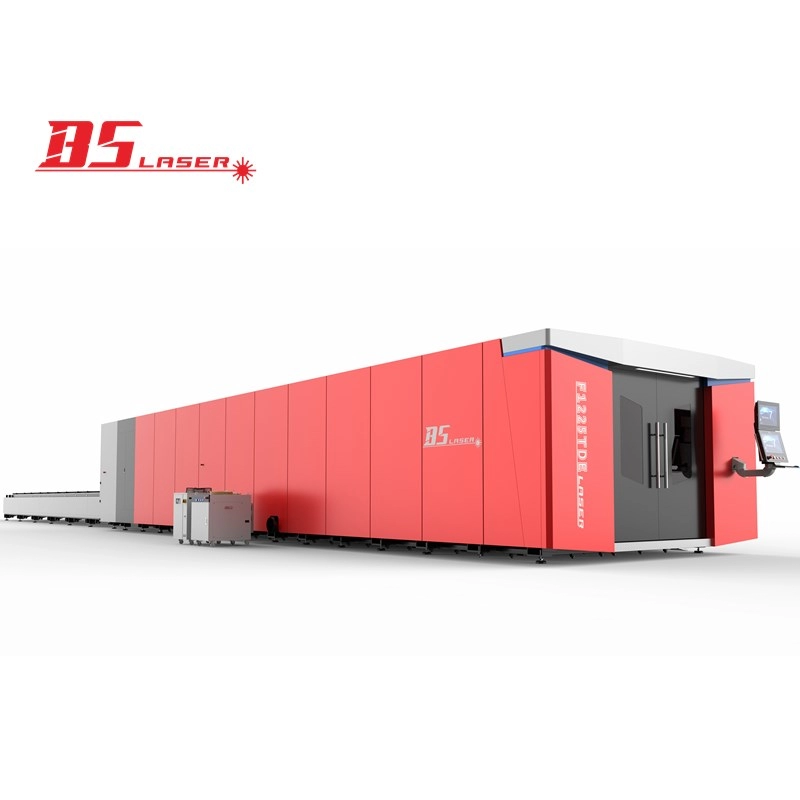 BAISHENG LASER Ultra-high Power CNC Cutting Sheet Metal Machine Fiber Laser Cutter dengan Full Enclosed dan Pallet Changer