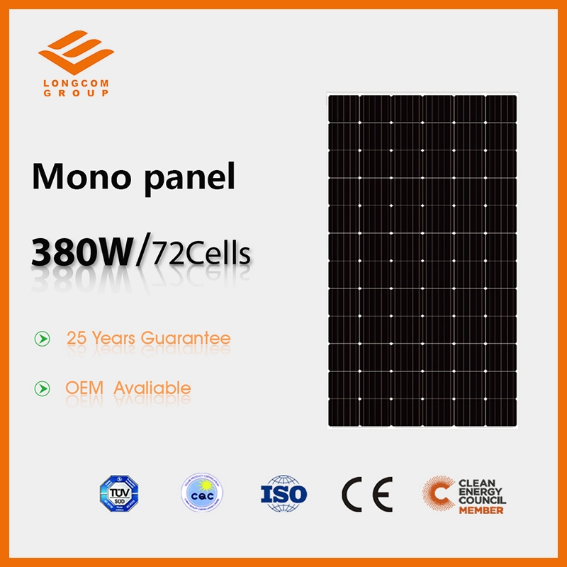 Efisiensi Tinggi 380W Panel Surya Mono dengan Sertifikat CE TUV