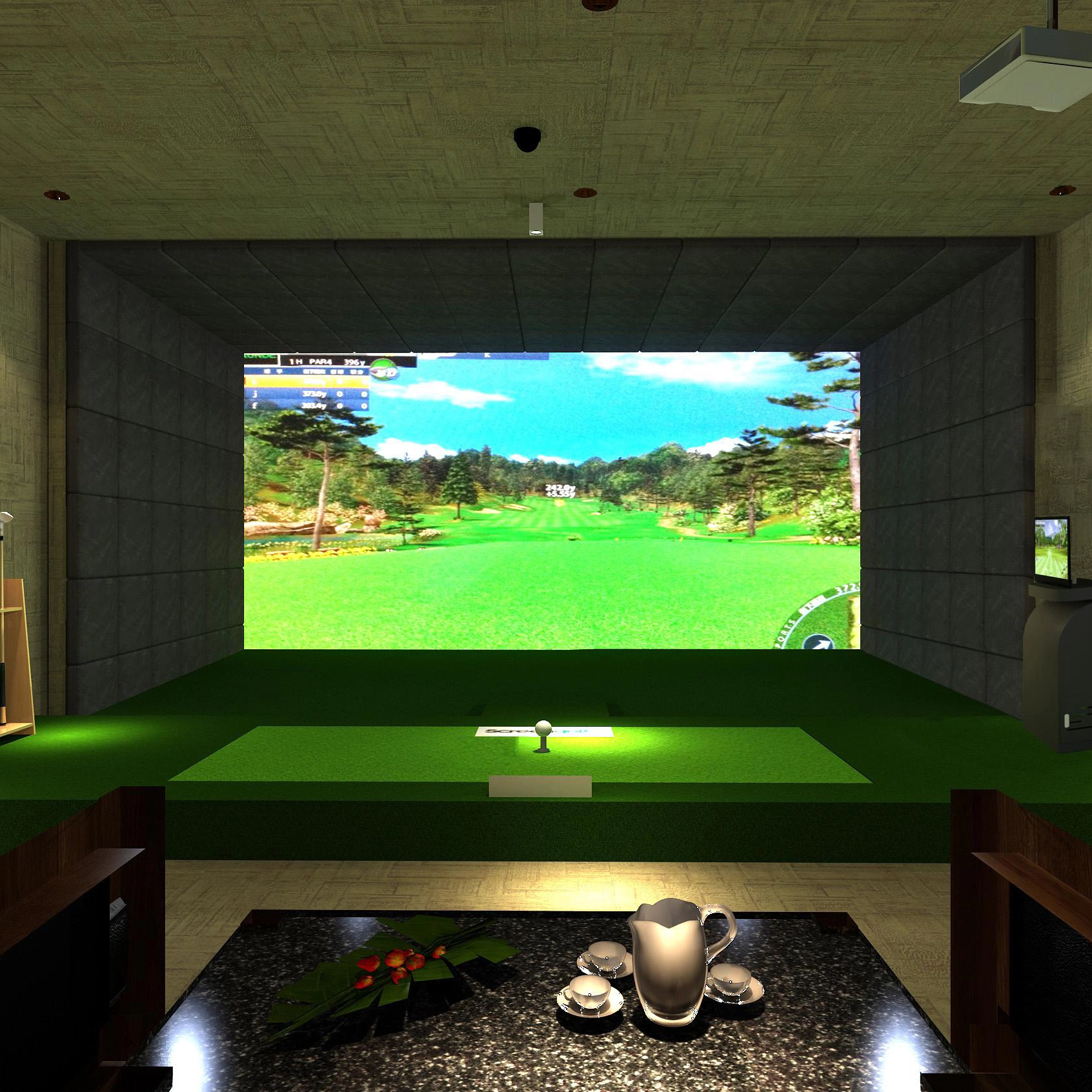 9'*10' Layar dampak golf/layar proyeksi simulator
