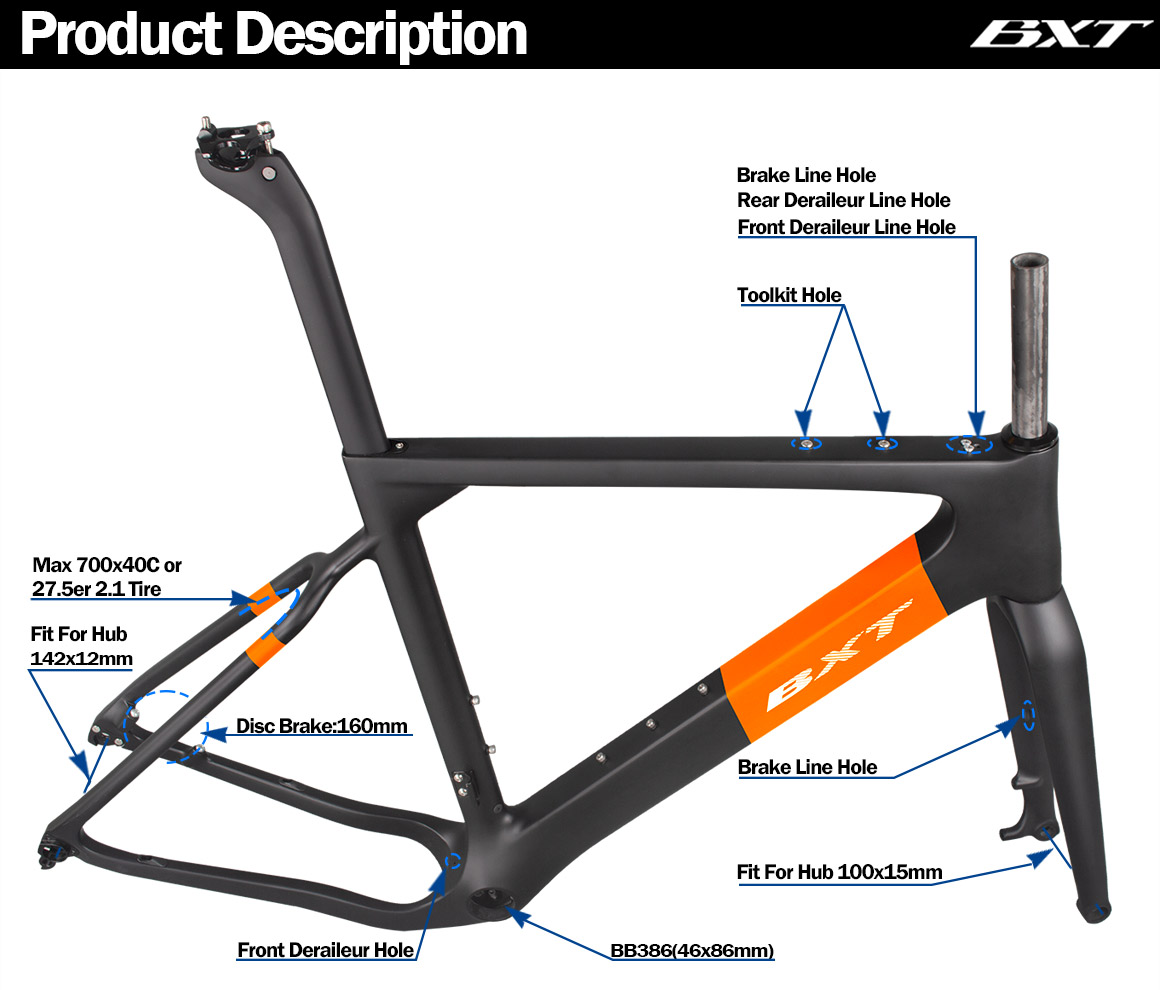 gravel bicycle carbon disc frame