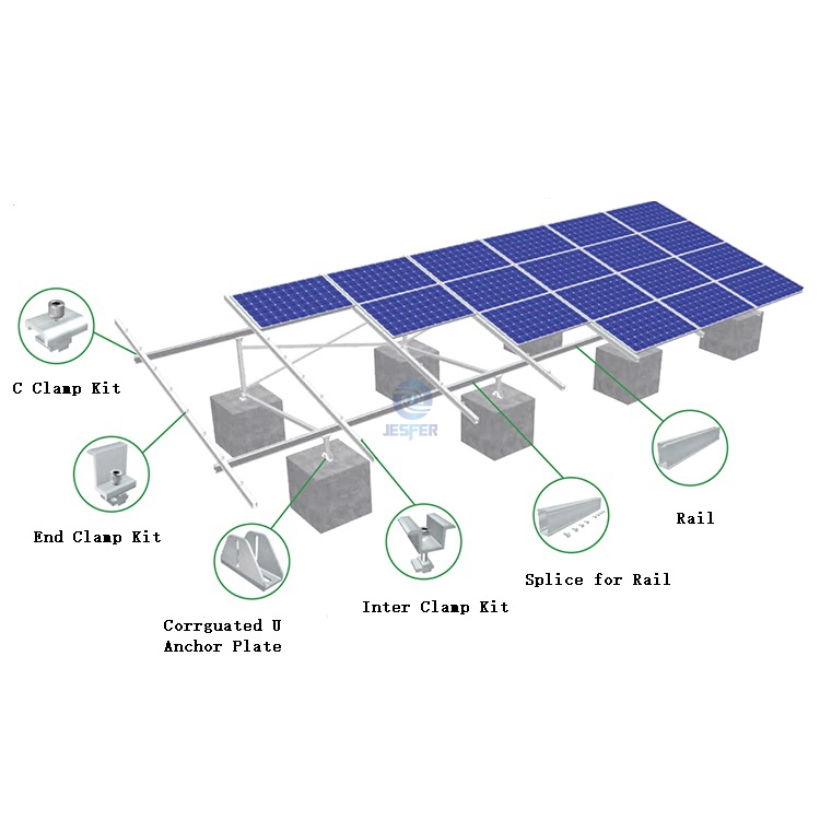 Blok Beton Solar PV Farm Plant Ground Mounting System