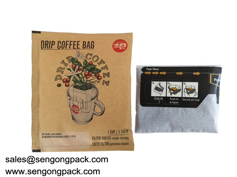 Ultrasonic Mandheling dan Brazil Drip Coffee Bag Packing Machine untuk dengan Amplop Luar