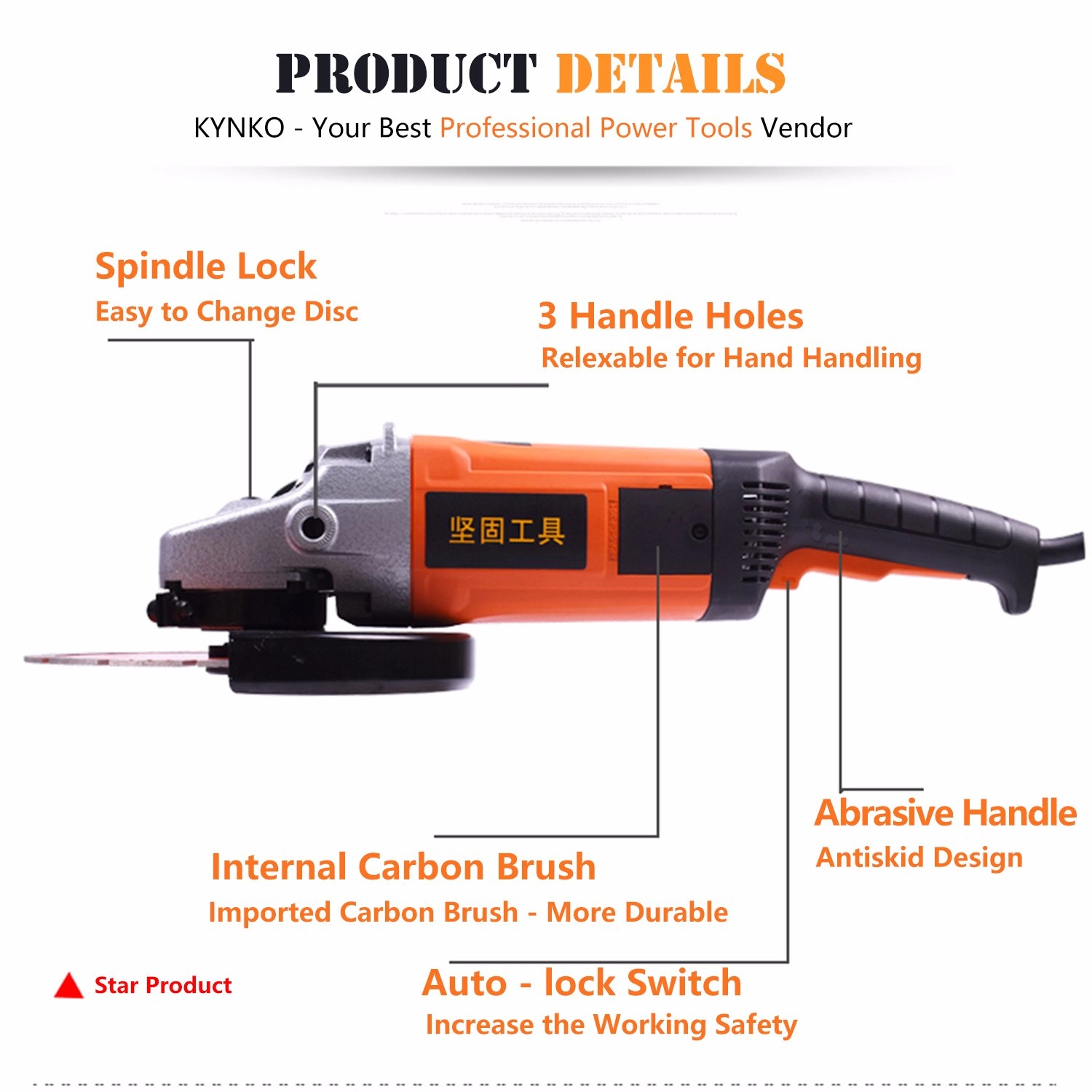 7 inci 180mm 2300W Tugas Berat Penggiling Sudut Besar