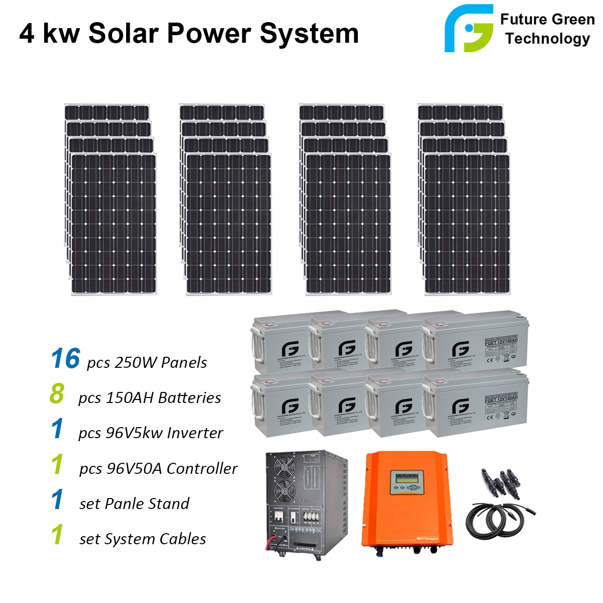 4kw Penggunaan Rumah dari Grid Solar PV Panel Energy Power System Kit