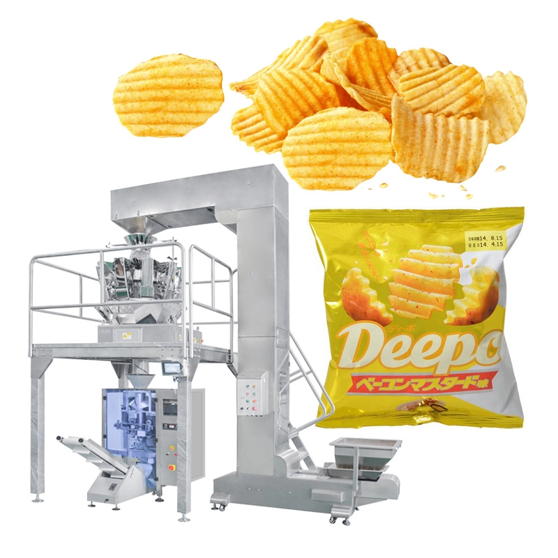 Panjang Tas Induksi Otomatis Puffed Food popcorns Keripik kentang Keripik udang granul Mesin Pengemasan