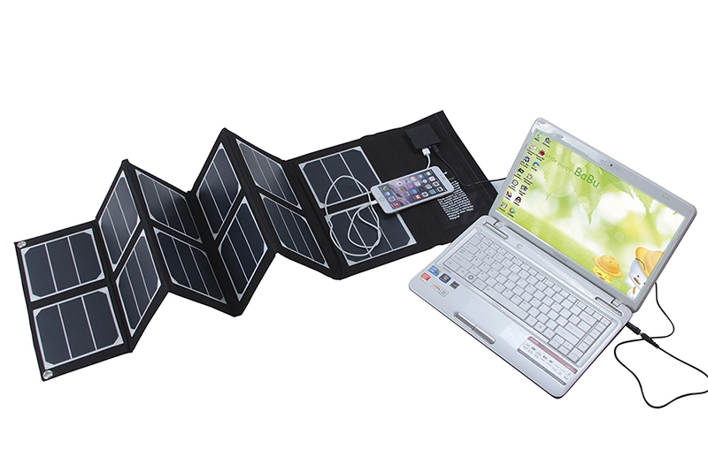 40W sunpower panel surya pengisi daya surya portabel untuk laptop dan ponsel 
