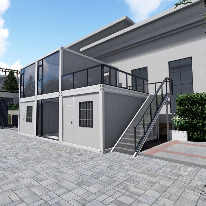 Prefabrikasi Cepat Instal 20ft Dua Lantai Desain Modern Villa Standar Rumah Kontainer Pengiriman Paket Datar