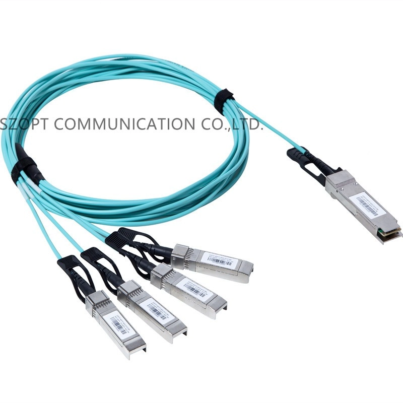 40G QSFP+ hingga 4x QSFP 100G QSFP28 hingga 4x QSFP28+ Kabel Optik Aktif AOC QSFP+ Kabel Breakout