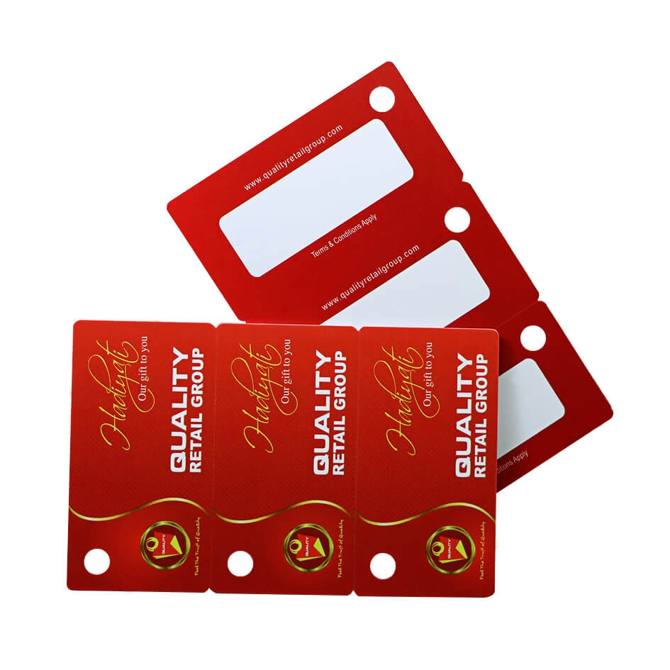 Kartu PVC Tag Kunci Pre-Punched CR80 30Mil 3Up yang Dapat Dicetak Untuk Promosi