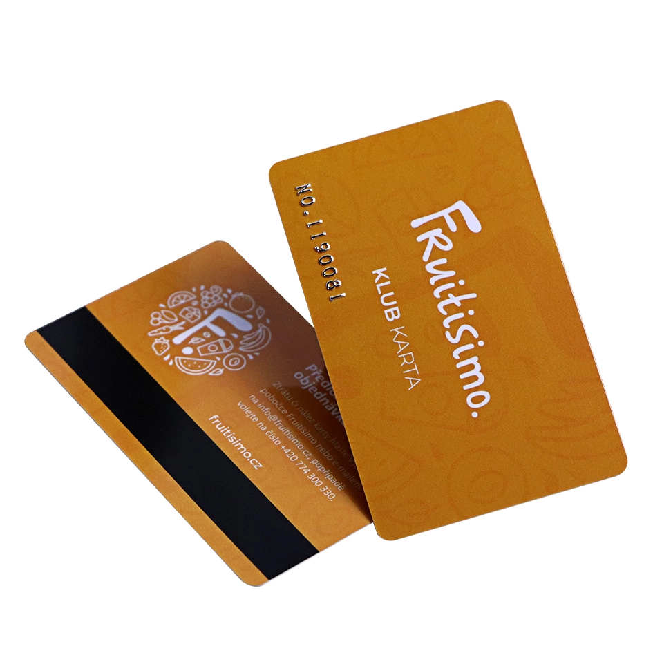 PVC Custom Printed 13.56Mhz Contactless Magstripe Card Dengan Penomoran Timbul