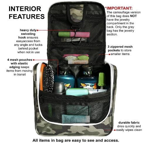 Travel Hanging Tas Perlengkapan Mandi untuk Pria & Wanita Besar Kit Organizer Makeup Tas Kosmetik untuk Aksesoris, Perlengkapan Mandi