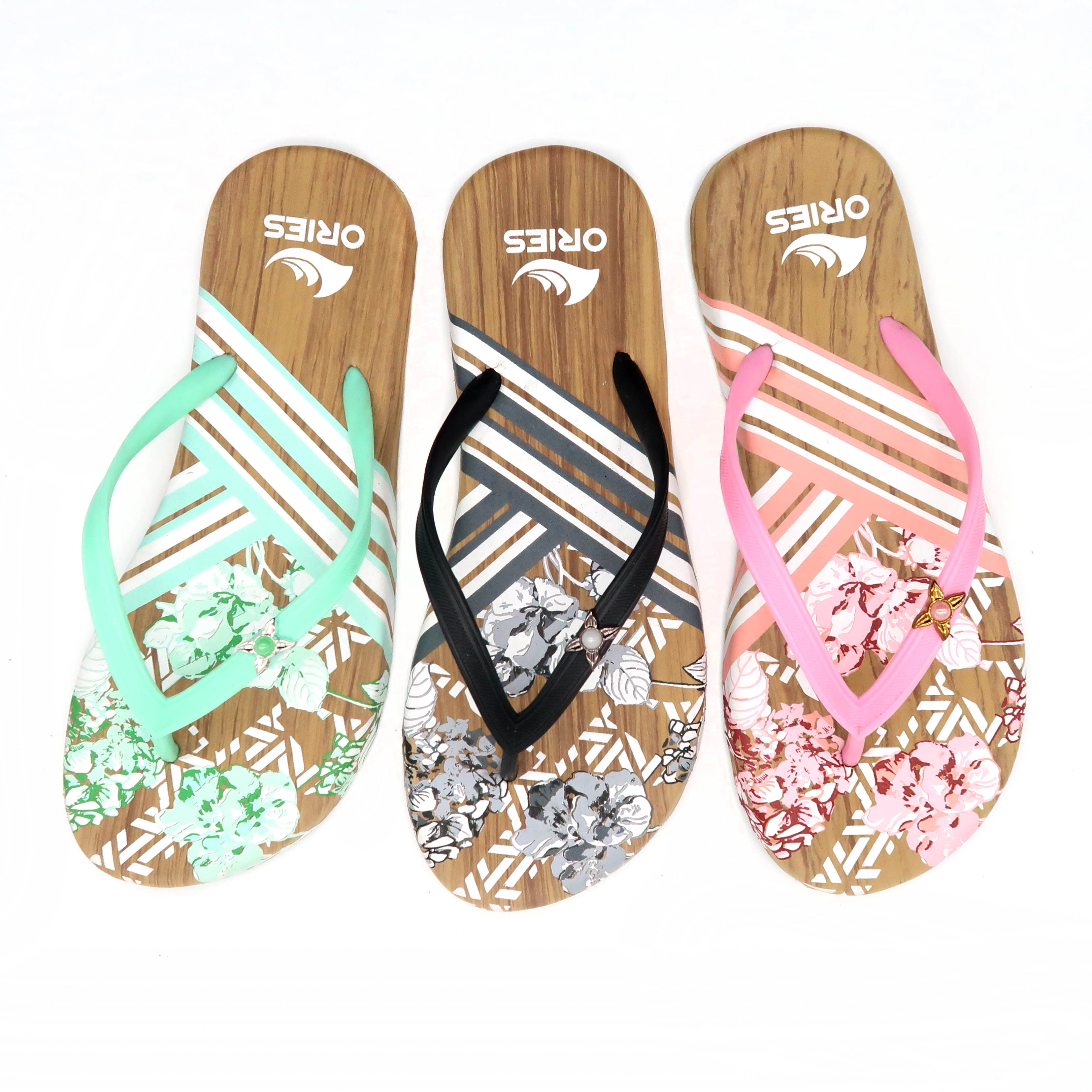 Bunga Bergaya Dan Desain Kayu Sandal Flip Flop Rumah Tunggal EVA