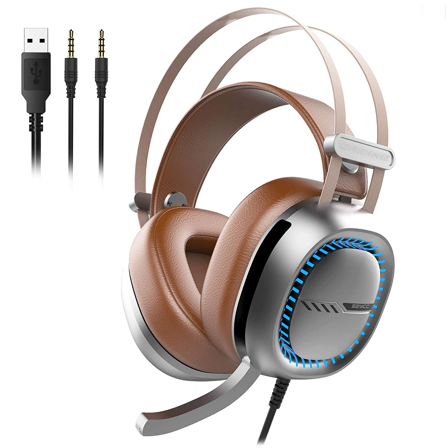 Somic W245 stereo headset gaming 40mm speaker 3.5mm + USB plug bantalan telinga besar dengan lampu LED OEM/ODM