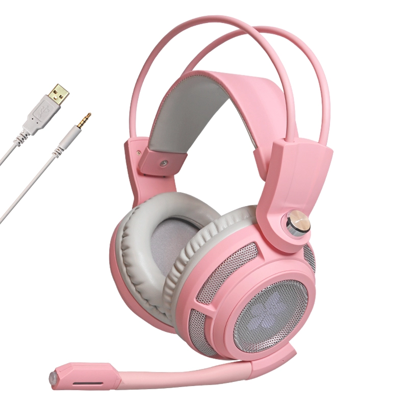 Somic G941 Virtual 7.1 surround sound headset headphone game pink dengan mic