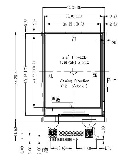 Modul LCD TFT resolusi 2,2" 176x220 dengan antarmuka SPI panel sentuh