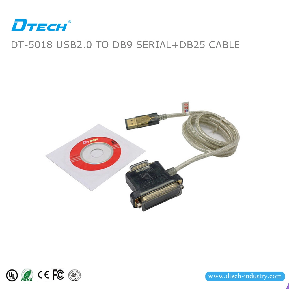 DTECH DT-5018 USB 2.0 ke RS232 DB9 dan kabel Adaptor DB25