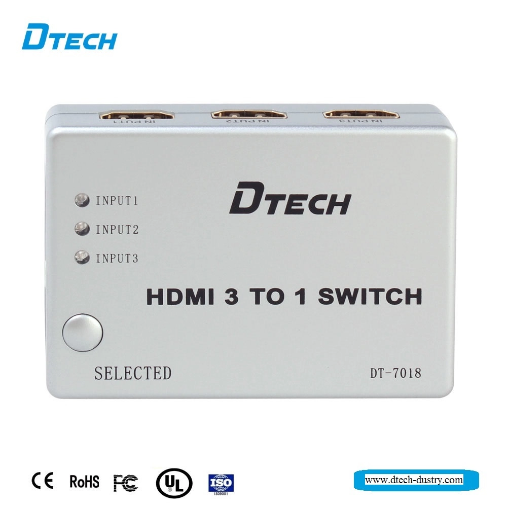 DTECH DT-7018 3 in 1 out HDMI SWITCH mendukung 1080p dan 3D