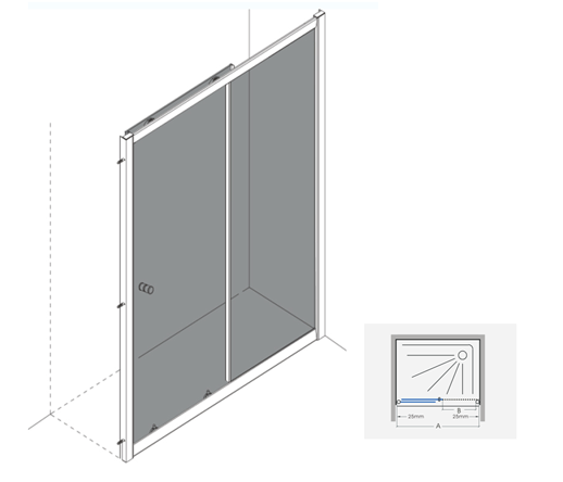 inline shower screens wall to wall