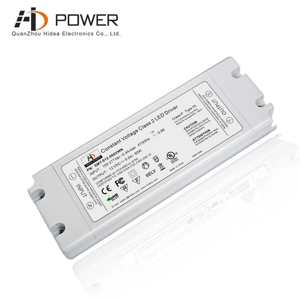 UL terdaftar 60w led driver led light transformer 12v dc