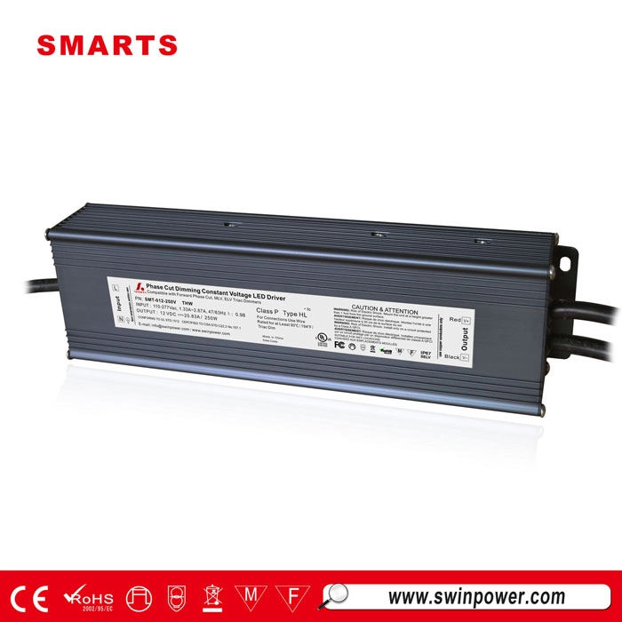 Input tinggi 110-277VAC 250W triac dimmable tegangan konstan catu daya LED