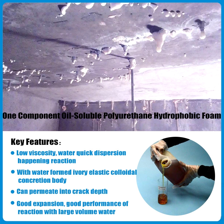 Satu Komponen Hydrophilic Water-Larut Polyurethane Water-stop Foam Gel/Flex PU-110
