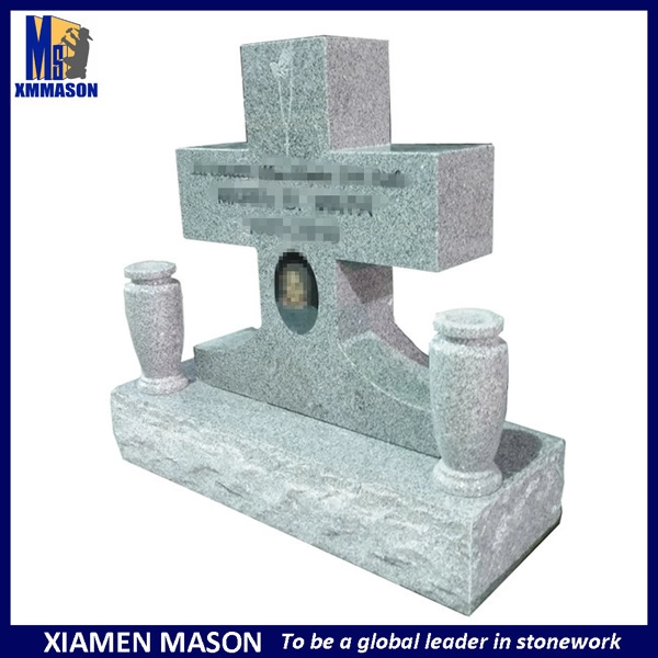 Batu Nisan Salib Granit Abu-abu Gaya Amerika untuk Nenek