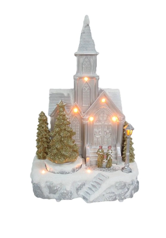 Gereja Natal LED Dengan Pohon Natal Bergerak