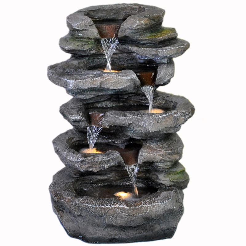 Taman Batu Air Terjun Lanskap Air Mancur LED Lighted Stone