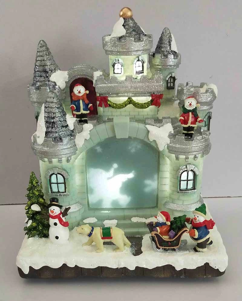 LED Christmas Snowman's castle Dengan Snowman Running Around the Castle