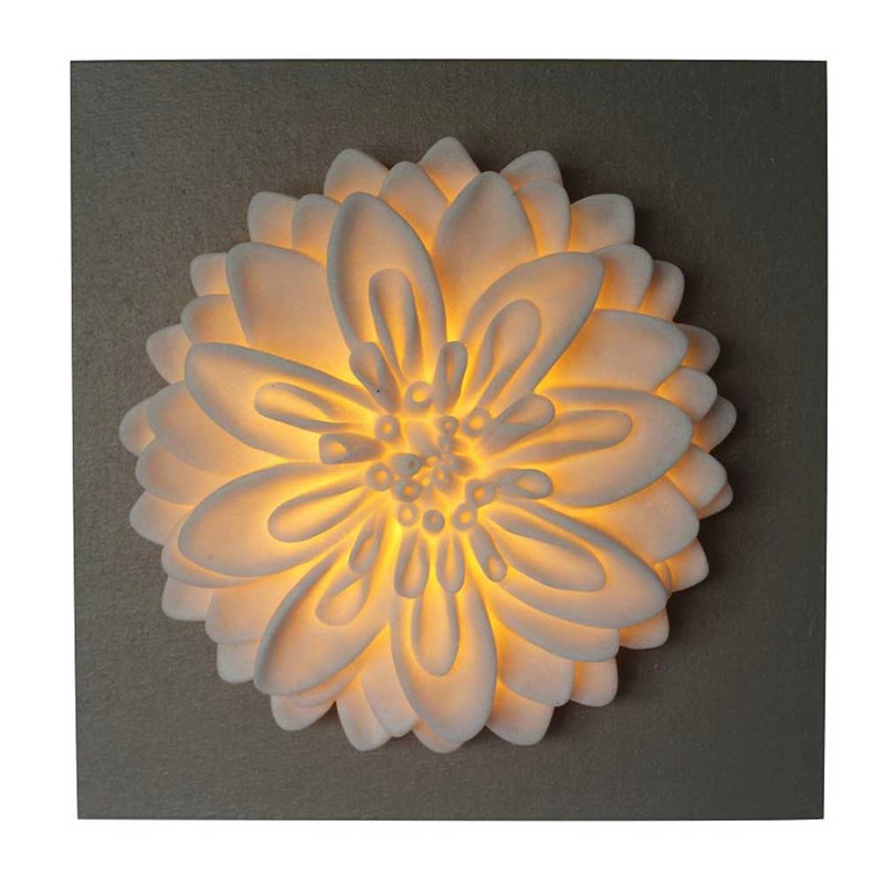 Wall Art Sandstone Flower MDF Plakat Dengan Lampu Led
