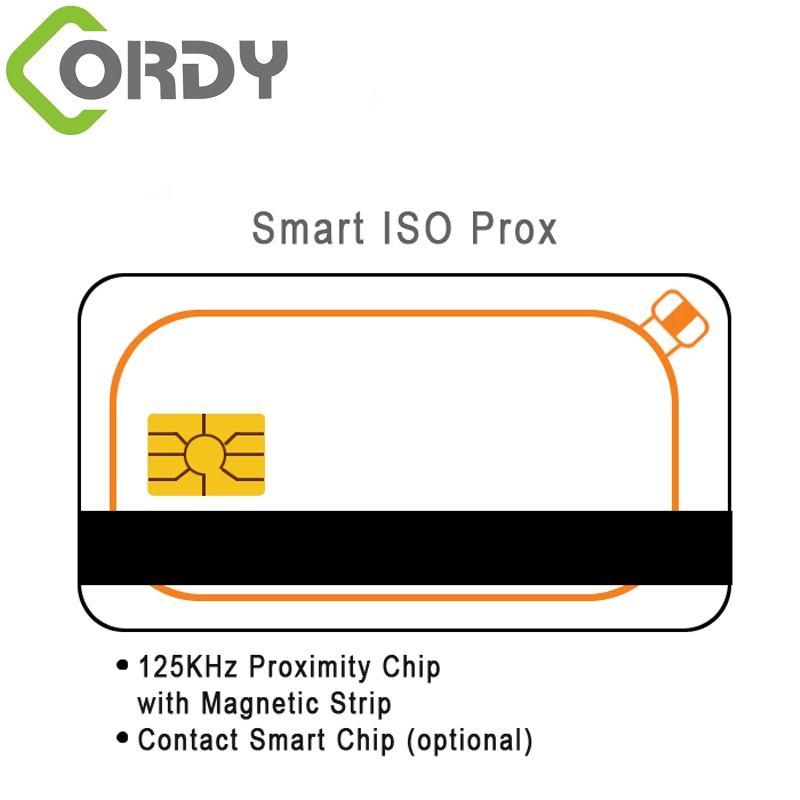 Kartu ganda RFID dengan strip magnetik Kartu dengan IC kontak