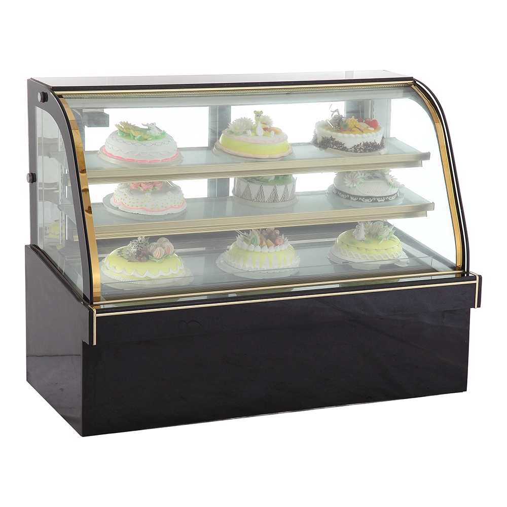 Horizontal Safety Curved Air Cooling Commercial Cake Glass Display Showcase Kulkas