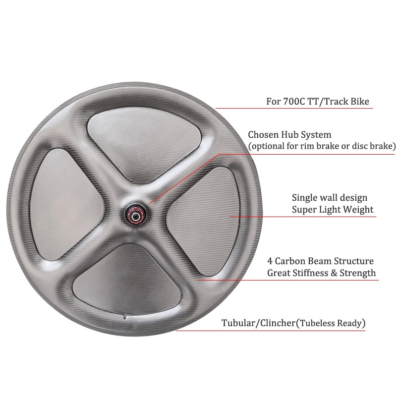 LightCarbon Full Disc Carbon Wheel TT Dan Track Sepeda Roda