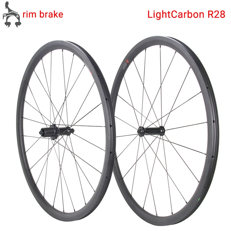 LightCarbon R28 Ekonomis Carbon Wheel Rim Brake 700C Road Carbon Wheel Dengan Harga Murah