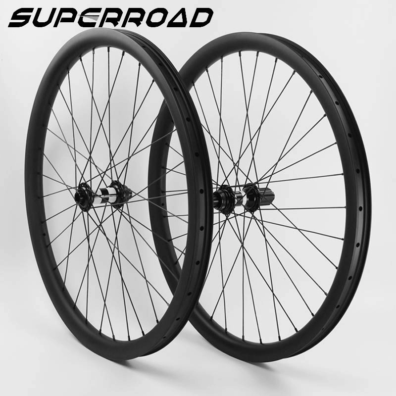 Upgrade Superroad Sepeda Gunung Wheelset Karbon XC 33 Mm Kedalaman Sepeda Tubeless Roda Asimetris dengan DT Hub
