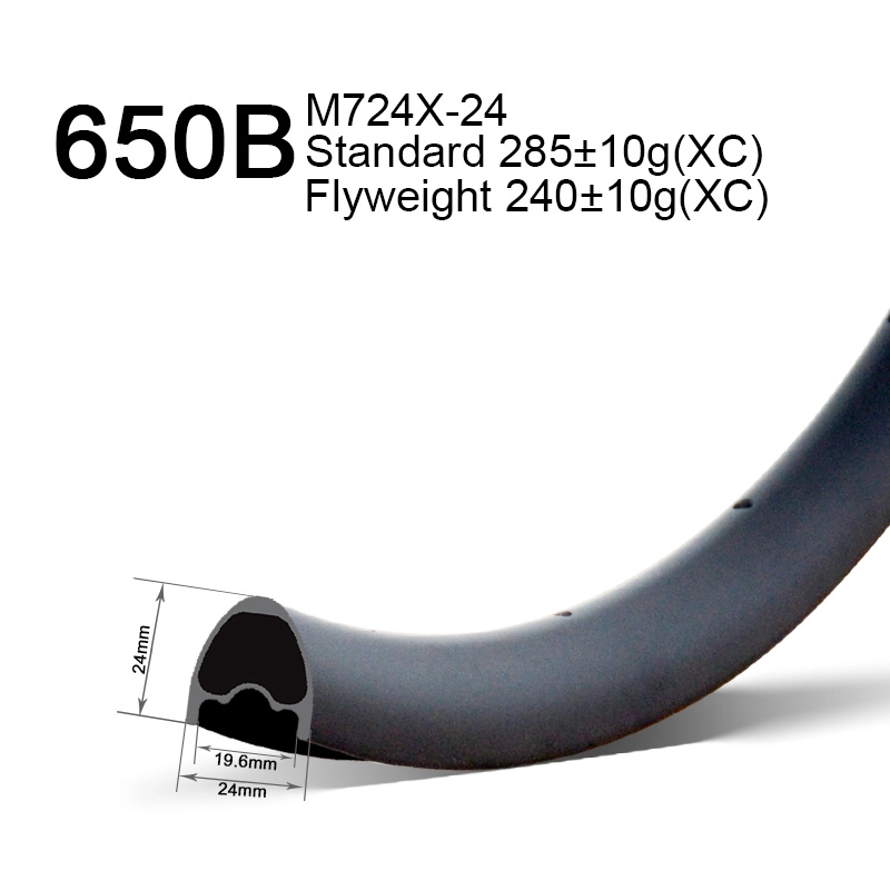 650B 24mm Lebar 24mm Kedalaman Ringan XC Carbon Rims