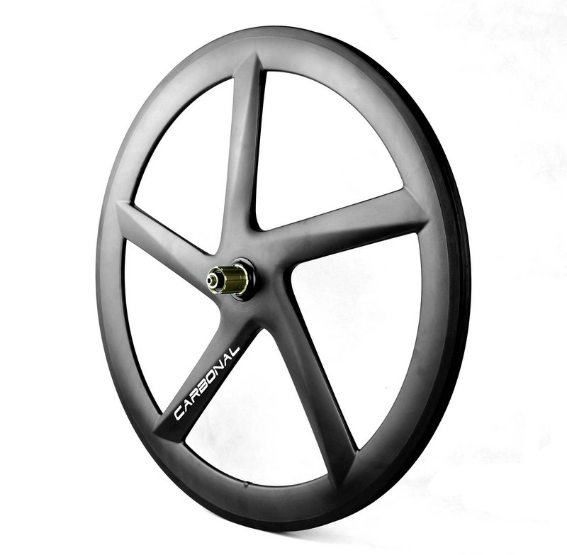 Roda lima jari-jari karbon 55mm dalam tabung roda belakang lebar 23mm