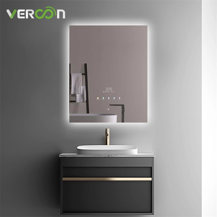 Cermin kamar mandi pintar dengan lampu latar LED persegi panjang ultra ramping