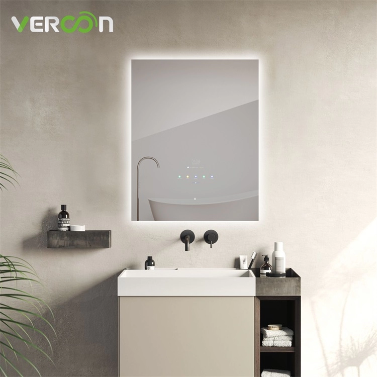 Cermin kamar mandi pintar LED tahan air IP65 dengan speaker Bluetooth