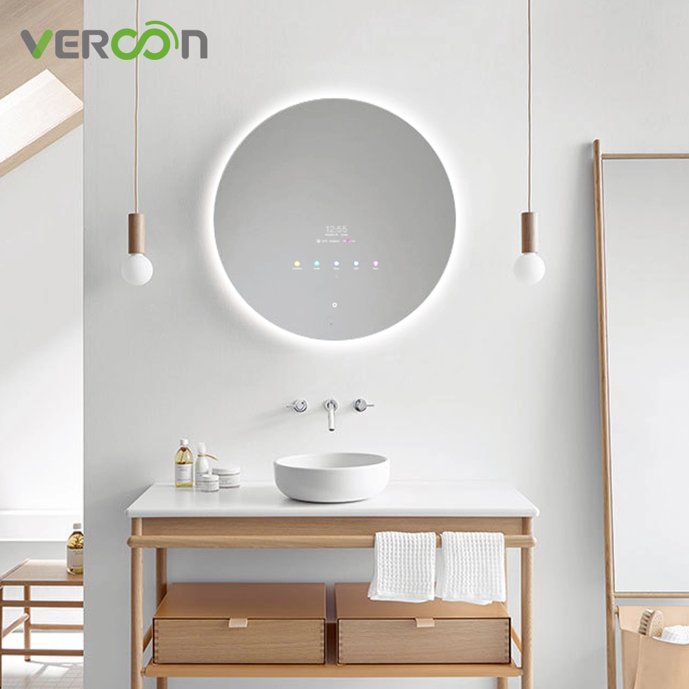 Kamar Mandi Kustom Vercon Illuminated LED Smart Mirror Round dengan Touch Switch