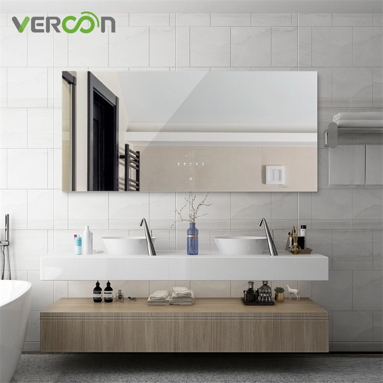 vercon smart mirror android os 11 dengan cermin tv layar sentuh 10,1" cermin kamar mandi
