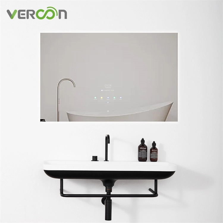 Cermin kamar mandi yang dipimpin dengan lampu latar, cermin tv kamar mandi rumah hotel