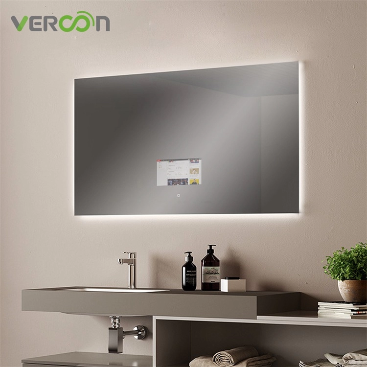 vercon smart mirror android os 11 dengan cermin tv layar sentuh 10,1" cermin kamar mandi