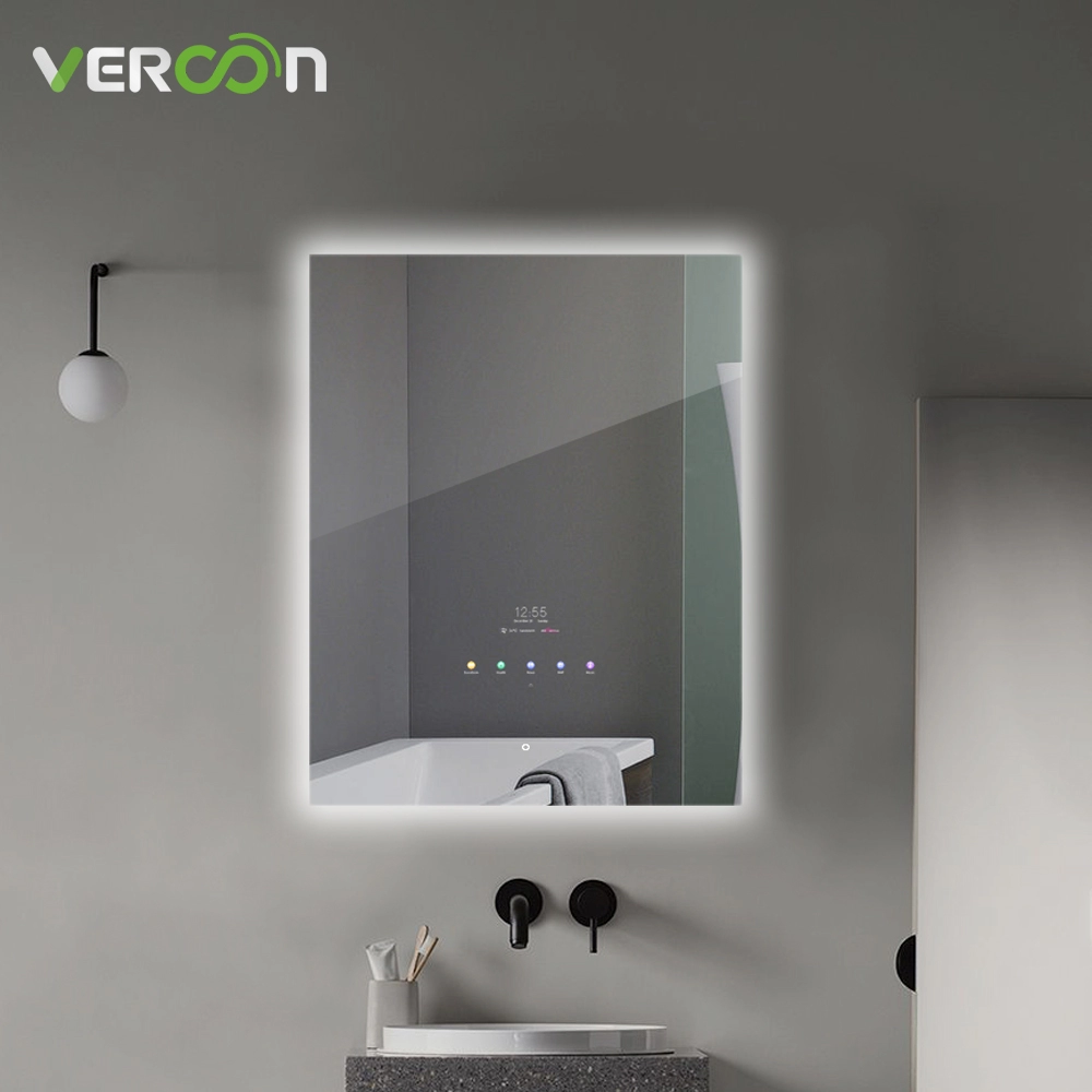 Layar sentuh tahan air IP65 yang dapat diredupkan cermin kamar mandi dengan lampu LED