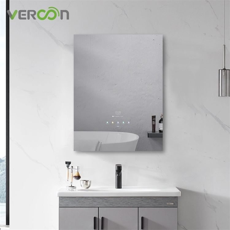 Tahan air anti-kabut 30 "persegi panjang backlit cermin kamar mandi LED pintar