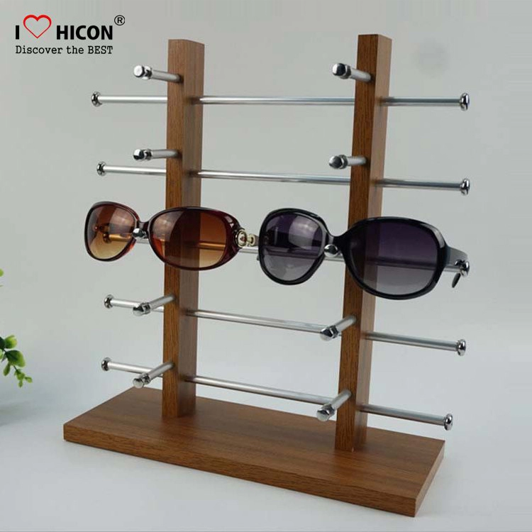 5-lapisan Brown Wood Customized Sunglasses Display Stand Dijual