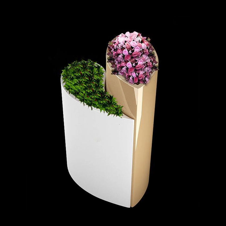 Pot bunga raksasa fiberglass berbentuk hati untuk pusat perbelanjaan