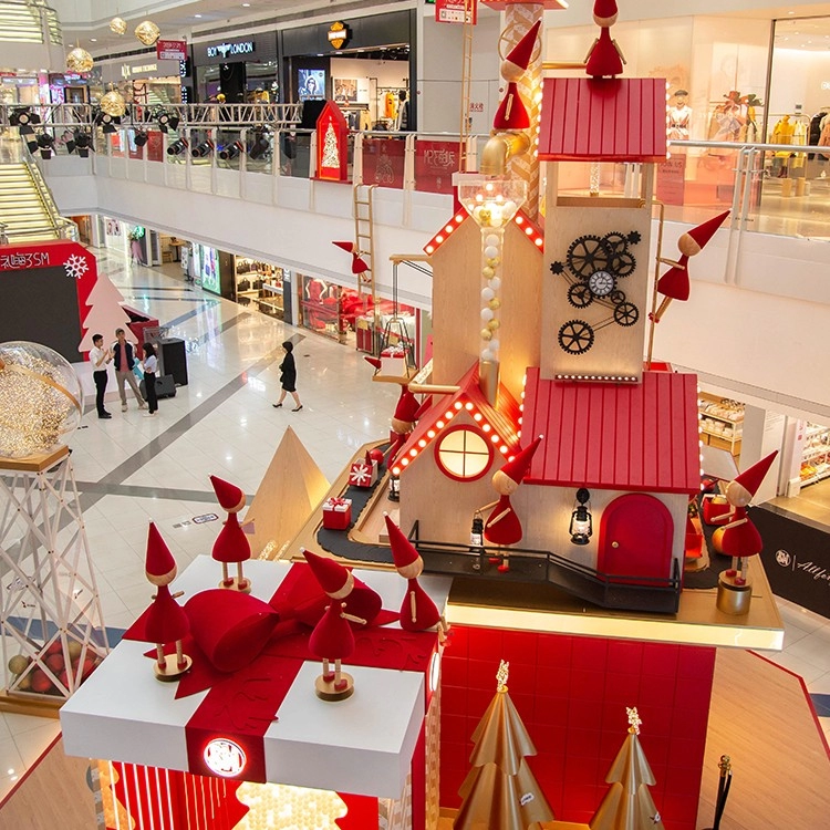 Fashion dekorasi Natal merah untuk pusat perbelanjaan