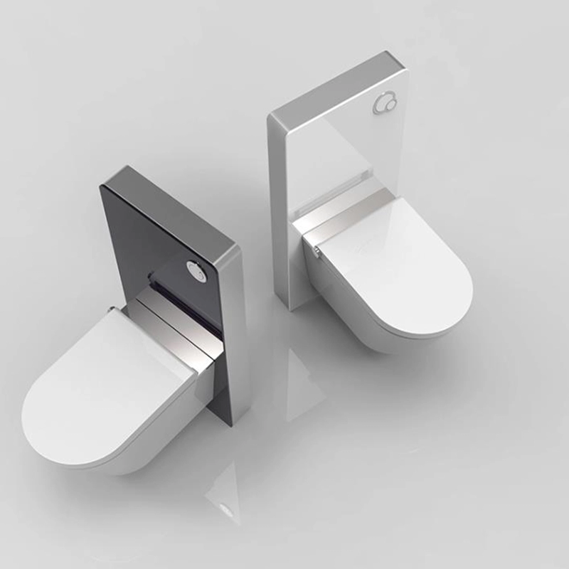 Tangki kabinet mode kaca pneumatik OEM Cerdas untuk Toilet yang digantung di dinding
